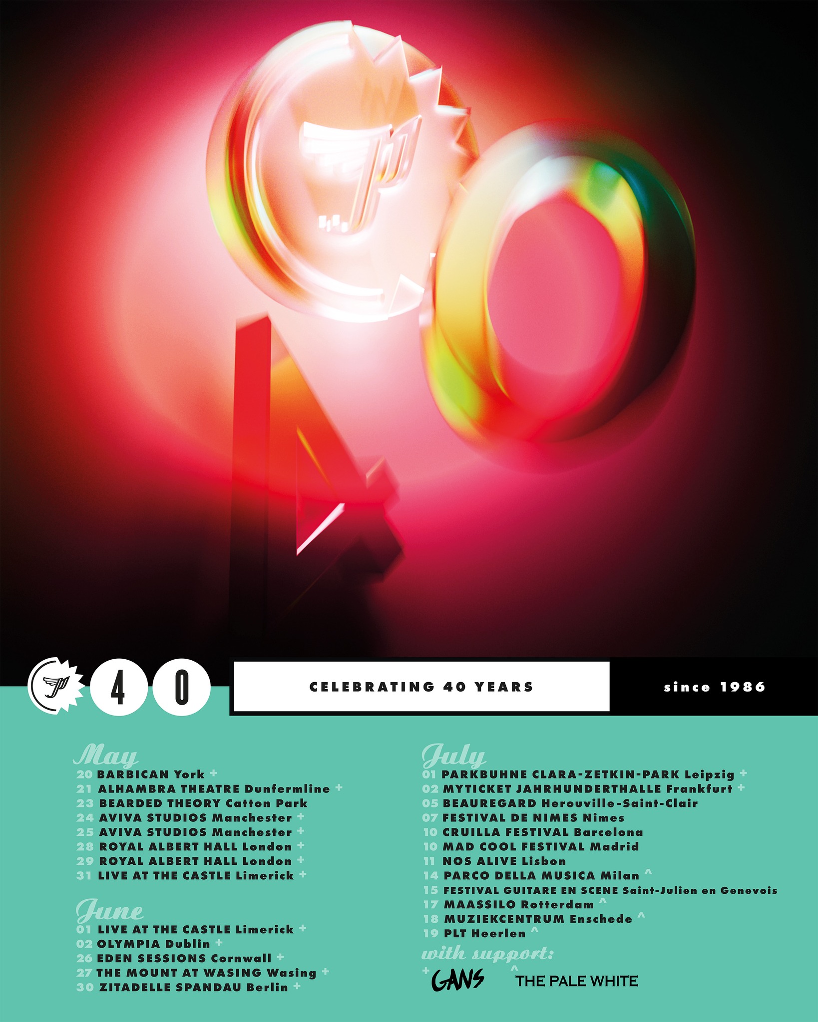 Pixies P40 Celebrating 40 Years Tour Poster 2026